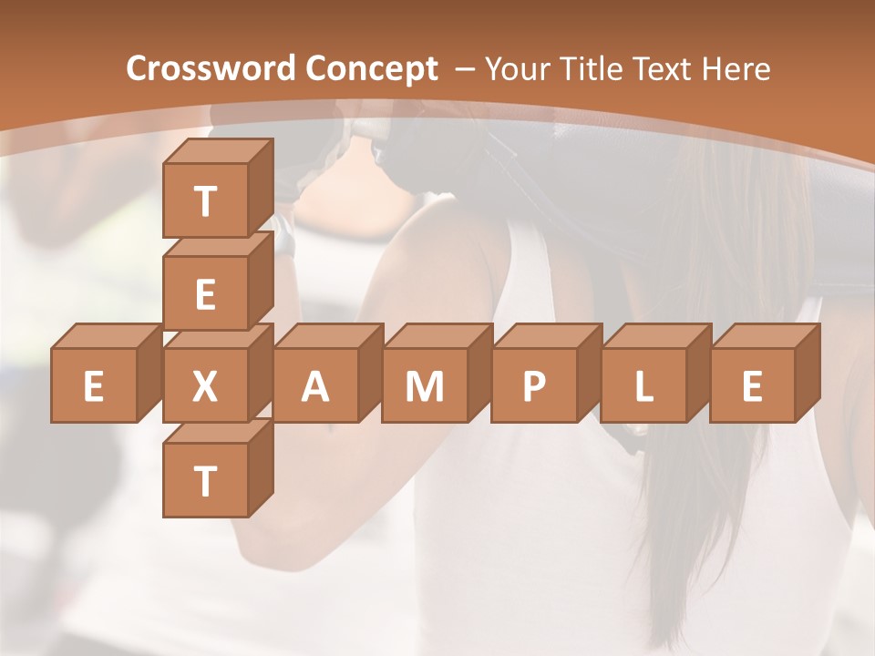 Beautiful Woman At The Gym Exercising With Free Weights PowerPoint Template