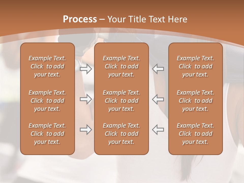 Beautiful Woman At The Gym Exercising With Free Weights PowerPoint Template