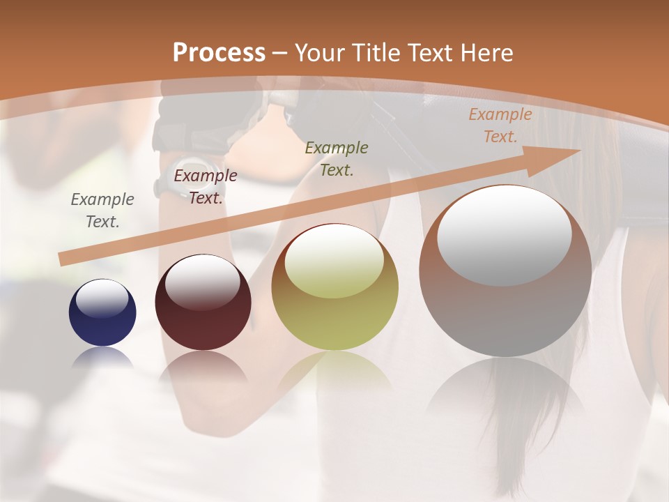 Beautiful Woman At The Gym Exercising With Free Weights PowerPoint Template