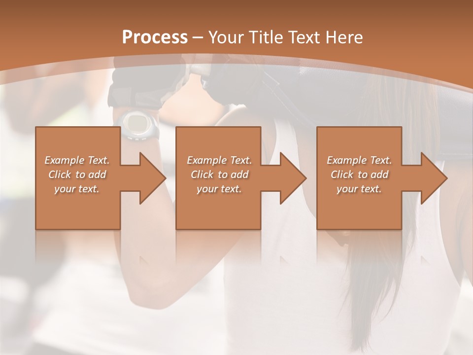 Beautiful Woman At The Gym Exercising With Free Weights PowerPoint Template