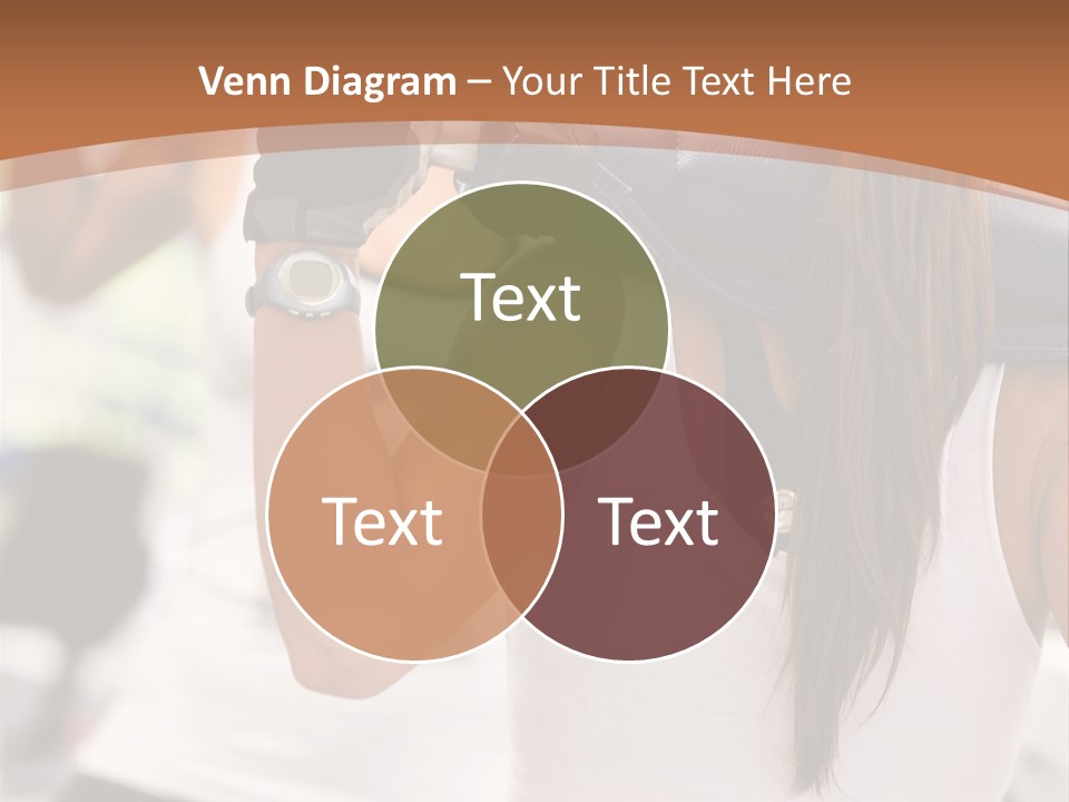 Beautiful Woman At The Gym Exercising With Free Weights PowerPoint Template