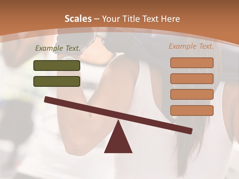 Beautiful Woman At The Gym Exercising With Free Weights PowerPoint Template