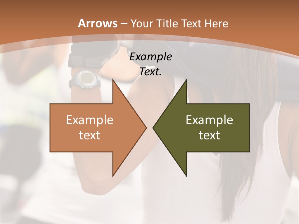 Beautiful Woman At The Gym Exercising With Free Weights PowerPoint Template