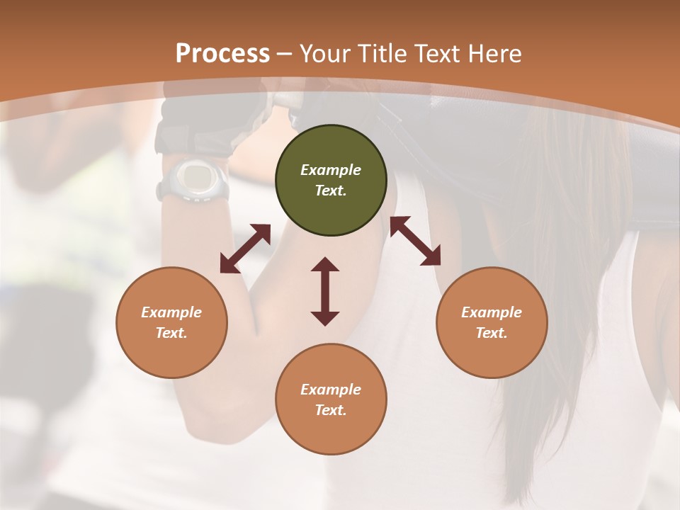 Beautiful Woman At The Gym Exercising With Free Weights PowerPoint Template