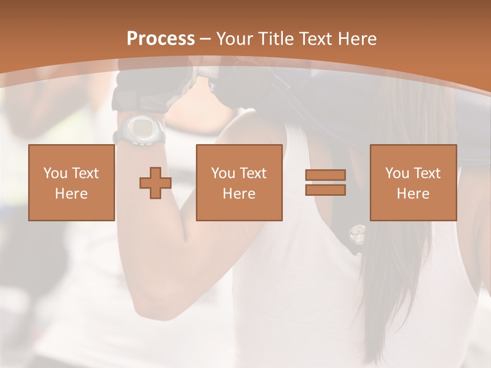 Beautiful Woman At The Gym Exercising With Free Weights PowerPoint Template