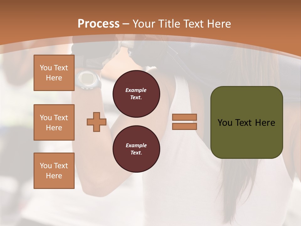 Beautiful Woman At The Gym Exercising With Free Weights PowerPoint Template