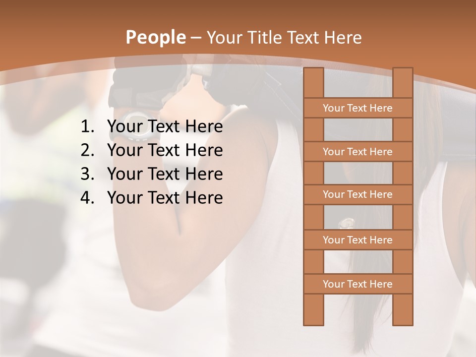 Beautiful Woman At The Gym Exercising With Free Weights PowerPoint Template