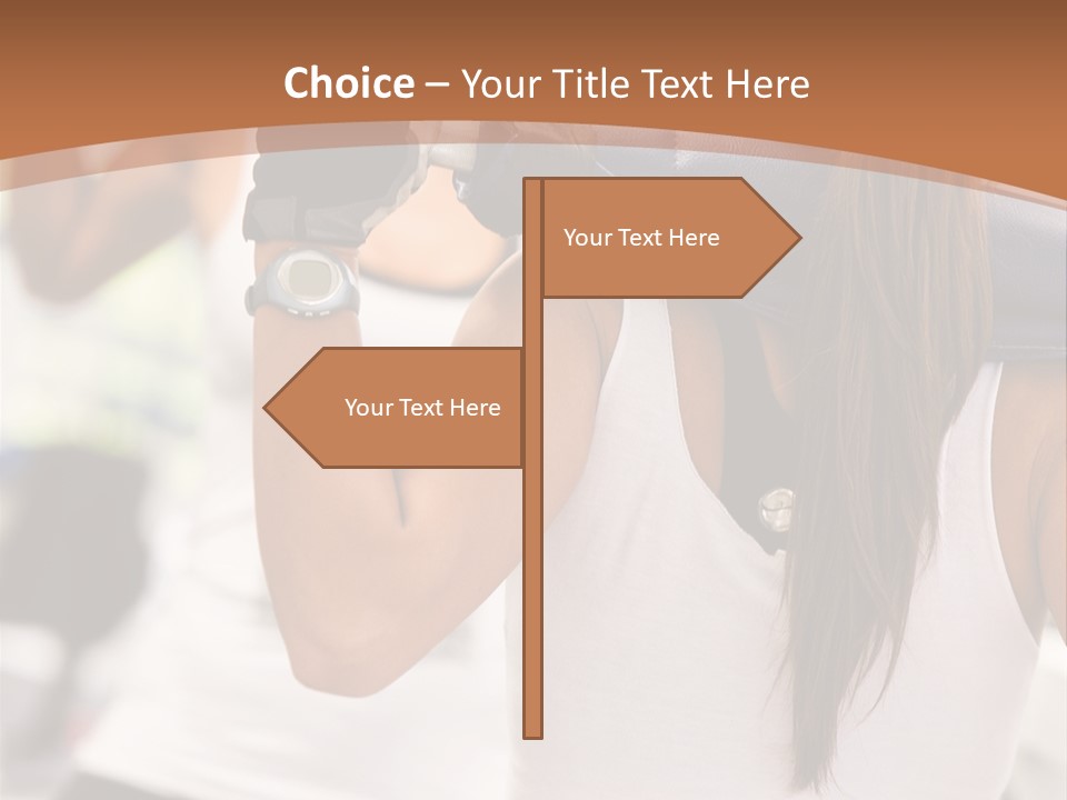 Beautiful Woman At The Gym Exercising With Free Weights PowerPoint Template