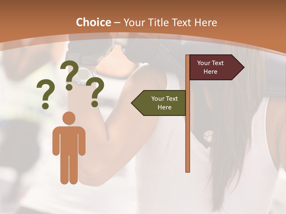 Beautiful Woman At The Gym Exercising With Free Weights PowerPoint Template