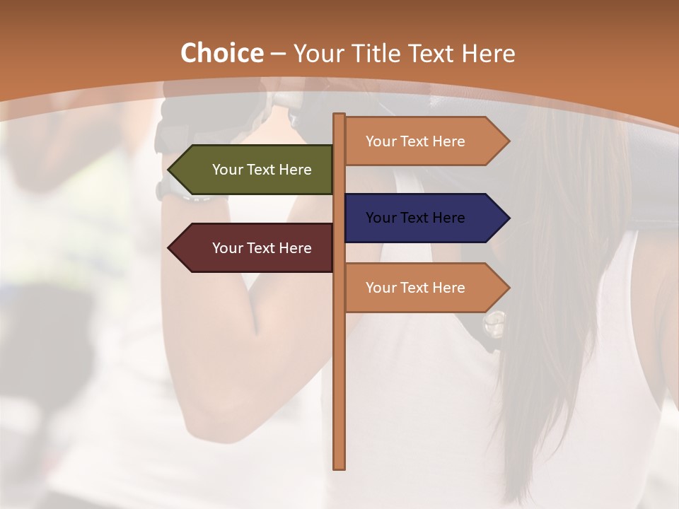 Beautiful Woman At The Gym Exercising With Free Weights PowerPoint Template