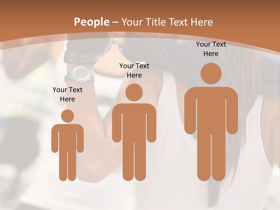 Beautiful Woman At The Gym Exercising With Free Weights PowerPoint Template