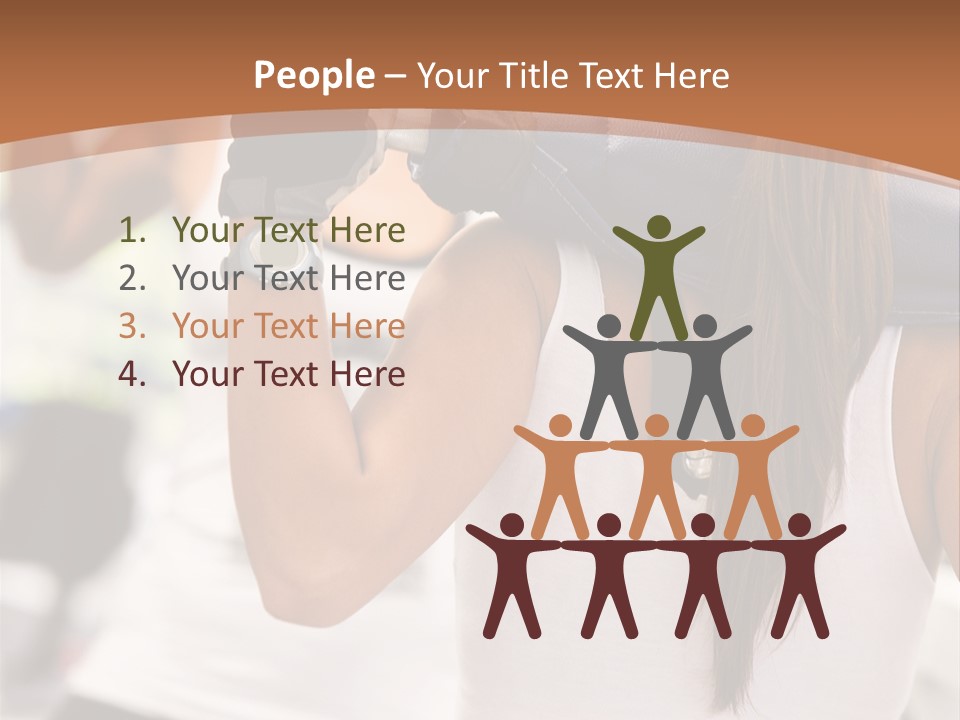 Beautiful Woman At The Gym Exercising With Free Weights PowerPoint Template