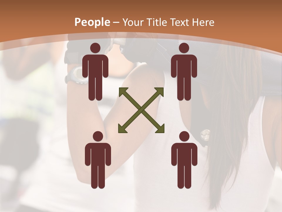 Beautiful Woman At The Gym Exercising With Free Weights PowerPoint Template