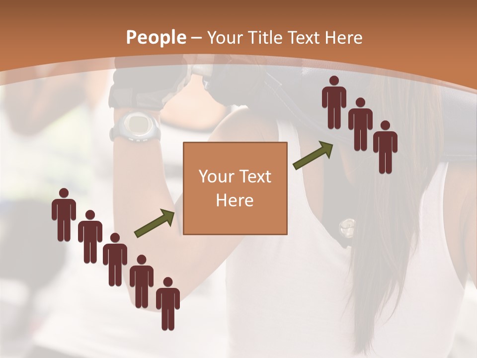 Beautiful Woman At The Gym Exercising With Free Weights PowerPoint Template