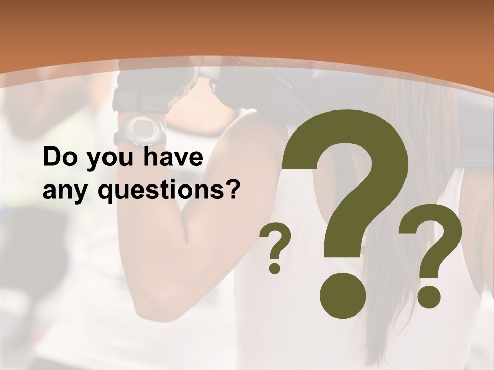 Beautiful Woman At The Gym Exercising With Free Weights PowerPoint Template