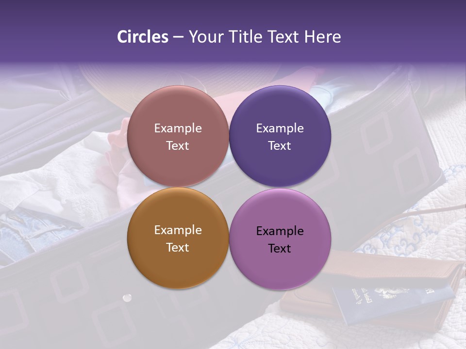 Modern Luggage Partially Packed With Colorful Summer Clothing. Us Passport Included In Composition. PowerPoint Template