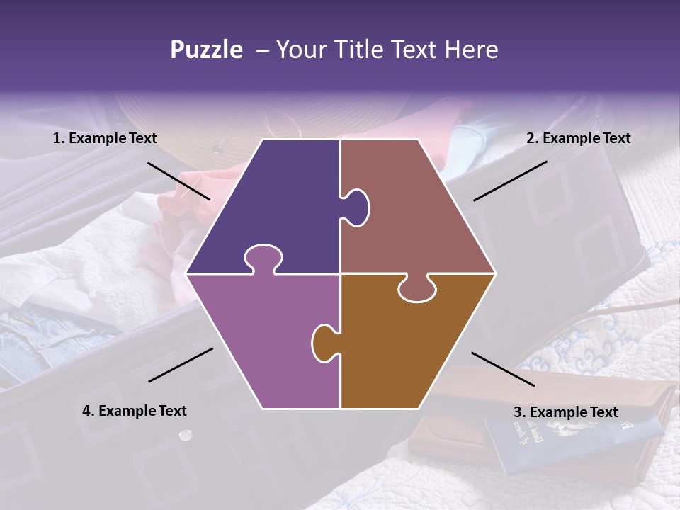 Modern Luggage Partially Packed With Colorful Summer Clothing. Us Passport Included In Composition. PowerPoint Template