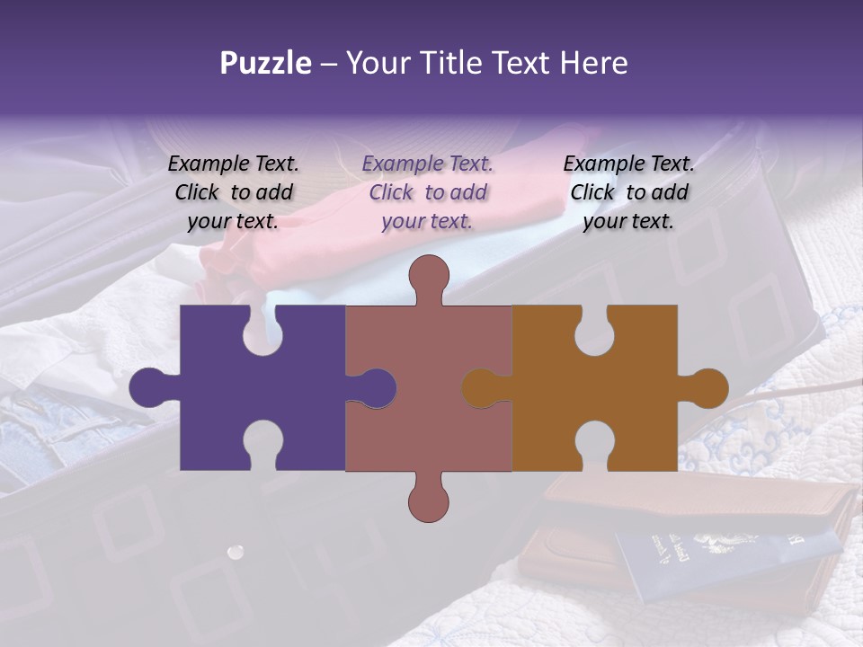 Modern Luggage Partially Packed With Colorful Summer Clothing. Us Passport Included In Composition. PowerPoint Template