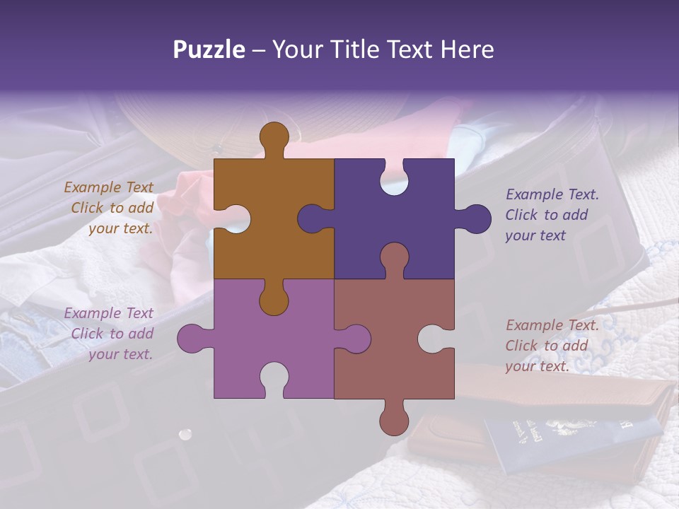 Modern Luggage Partially Packed With Colorful Summer Clothing. Us Passport Included In Composition. PowerPoint Template