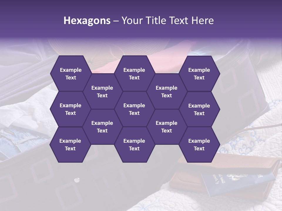 Modern Luggage Partially Packed With Colorful Summer Clothing. Us Passport Included In Composition. PowerPoint Template