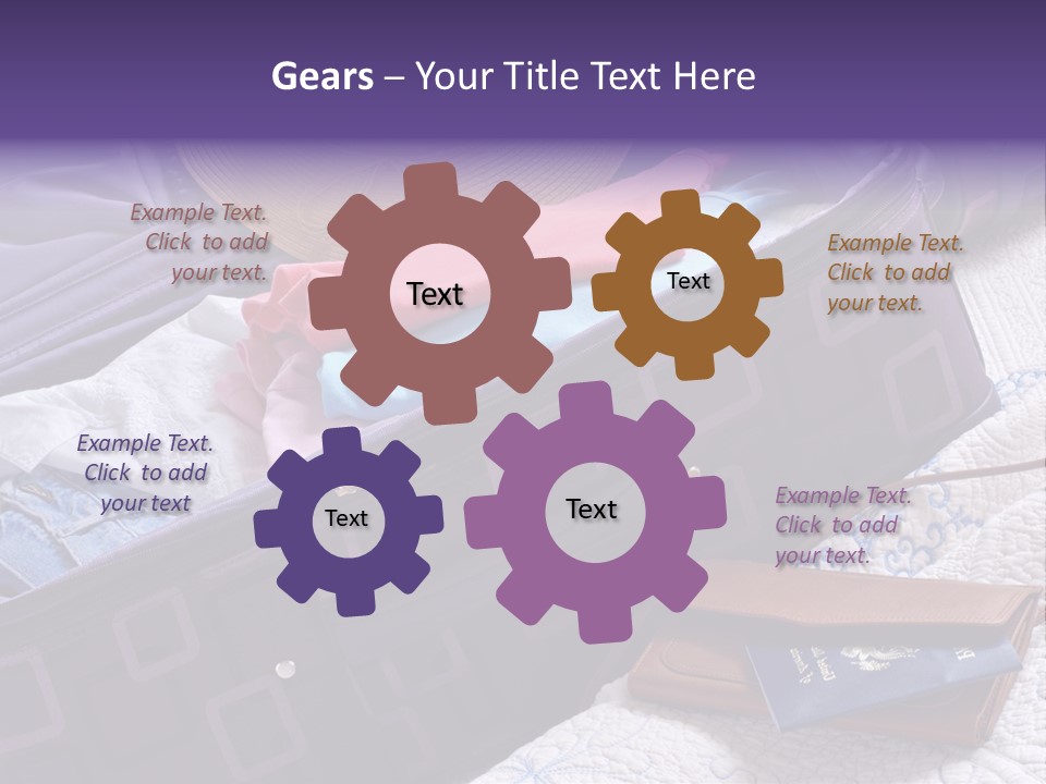 Modern Luggage Partially Packed With Colorful Summer Clothing. Us Passport Included In Composition. PowerPoint Template