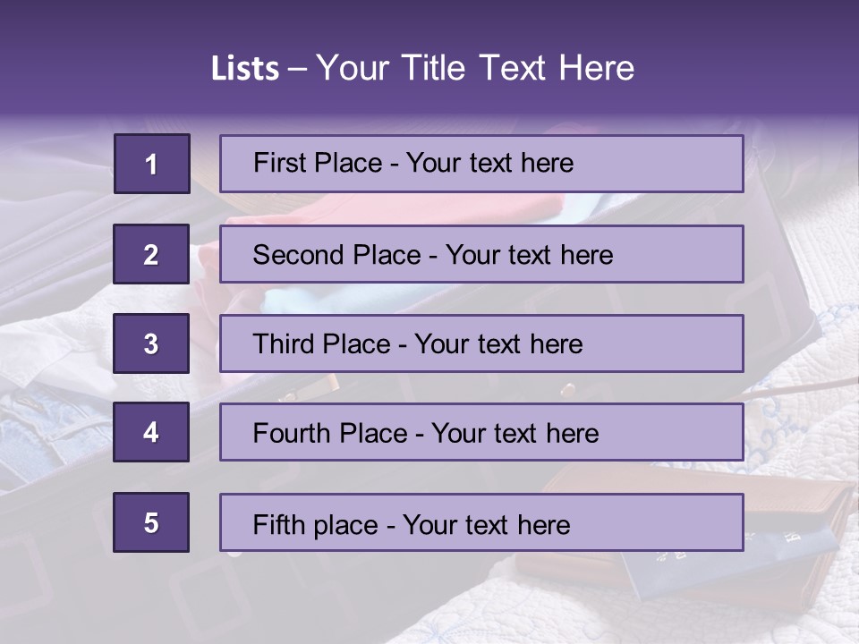 Modern Luggage Partially Packed With Colorful Summer Clothing. Us Passport Included In Composition. PowerPoint Template
