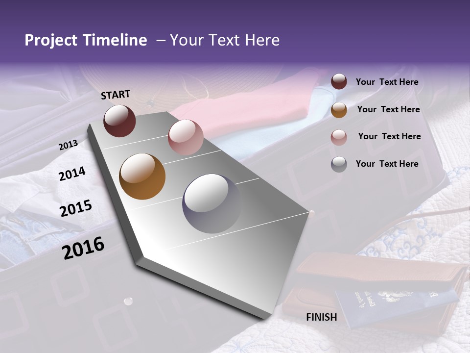 Modern Luggage Partially Packed With Colorful Summer Clothing. Us Passport Included In Composition. PowerPoint Template