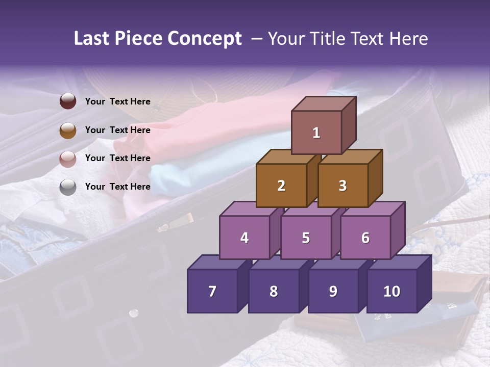 Modern Luggage Partially Packed With Colorful Summer Clothing. Us Passport Included In Composition. PowerPoint Template