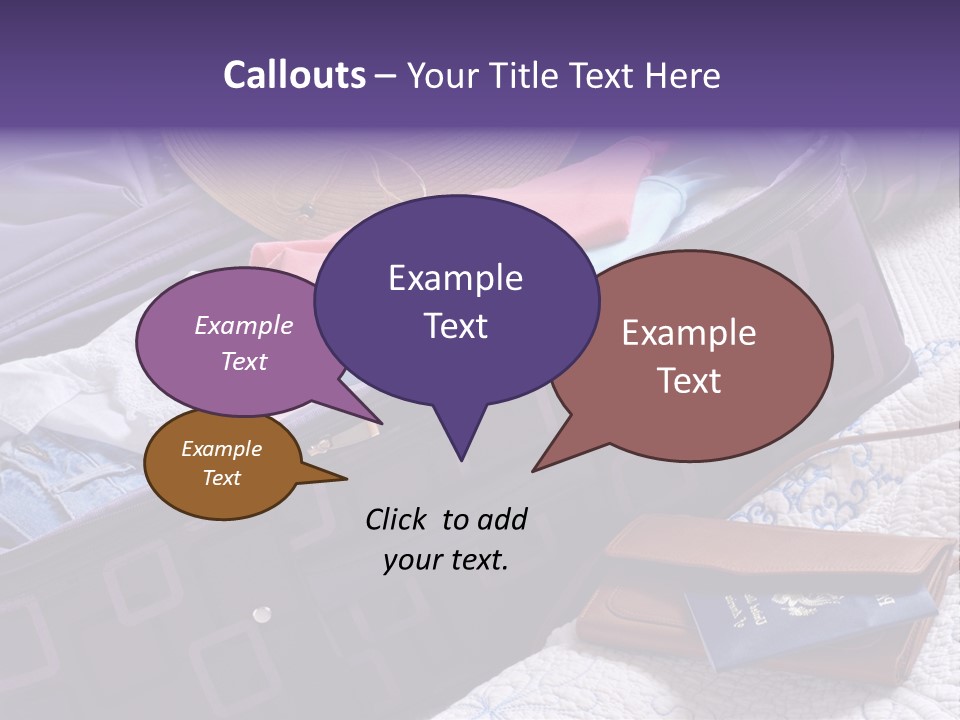 Modern Luggage Partially Packed With Colorful Summer Clothing. Us Passport Included In Composition. PowerPoint Template