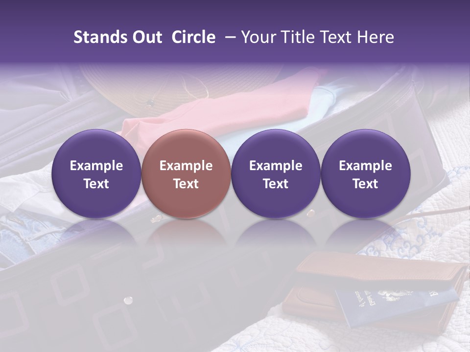 Modern Luggage Partially Packed With Colorful Summer Clothing. Us Passport Included In Composition. PowerPoint Template