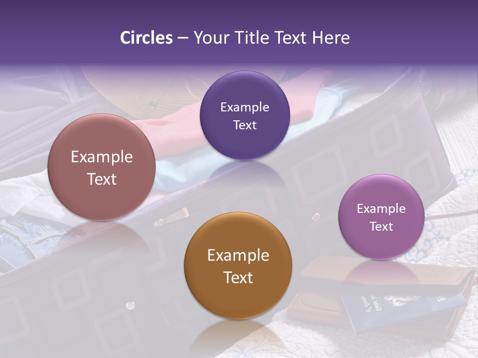 Modern Luggage Partially Packed With Colorful Summer Clothing. Us Passport Included In Composition. PowerPoint Template