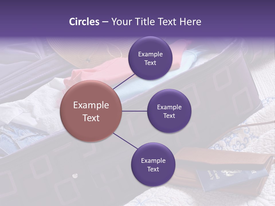 Modern Luggage Partially Packed With Colorful Summer Clothing. Us Passport Included In Composition. PowerPoint Template