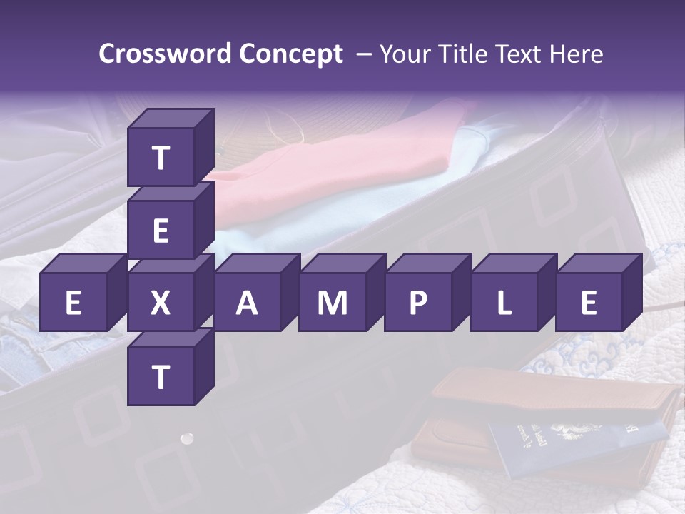 Modern Luggage Partially Packed With Colorful Summer Clothing. Us Passport Included In Composition. PowerPoint Template