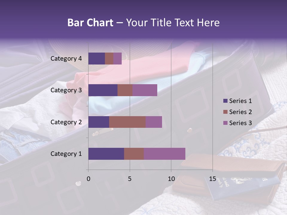 Modern Luggage Partially Packed With Colorful Summer Clothing. Us Passport Included In Composition. PowerPoint Template