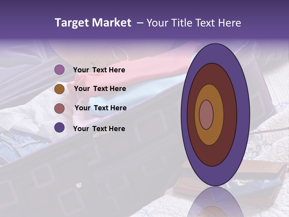 Modern Luggage Partially Packed With Colorful Summer Clothing. Us Passport Included In Composition. PowerPoint Template