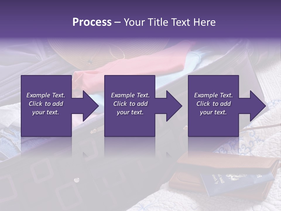 Modern Luggage Partially Packed With Colorful Summer Clothing. Us Passport Included In Composition. PowerPoint Template