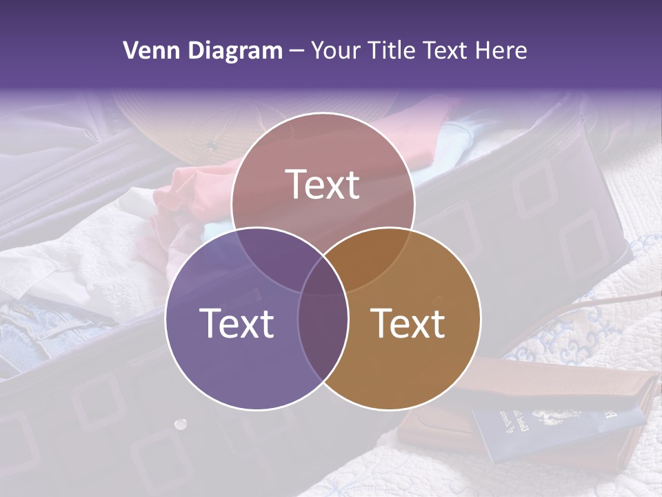 Modern Luggage Partially Packed With Colorful Summer Clothing. Us Passport Included In Composition. PowerPoint Template