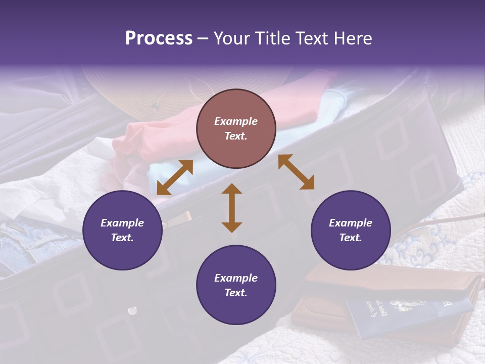 Modern Luggage Partially Packed With Colorful Summer Clothing. Us Passport Included In Composition. PowerPoint Template