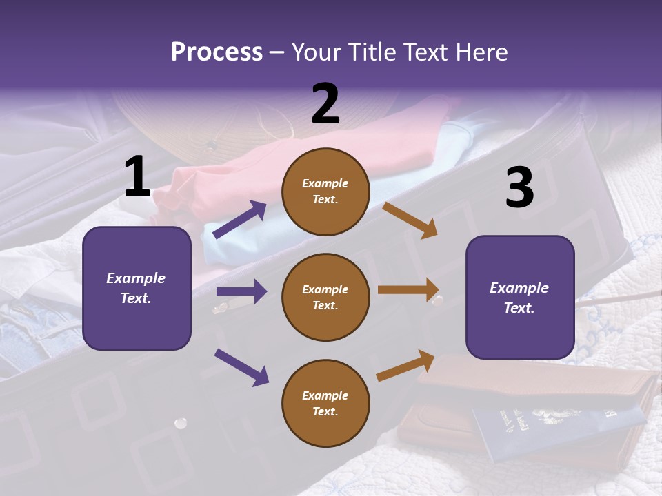Modern Luggage Partially Packed With Colorful Summer Clothing. Us Passport Included In Composition. PowerPoint Template