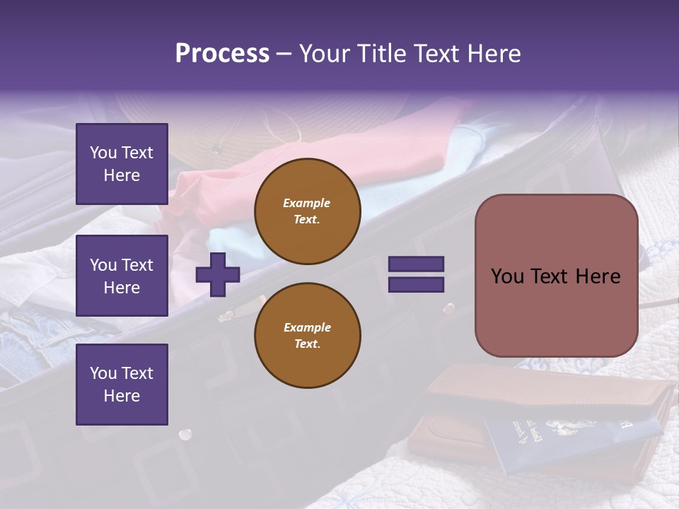 Modern Luggage Partially Packed With Colorful Summer Clothing. Us Passport Included In Composition. PowerPoint Template