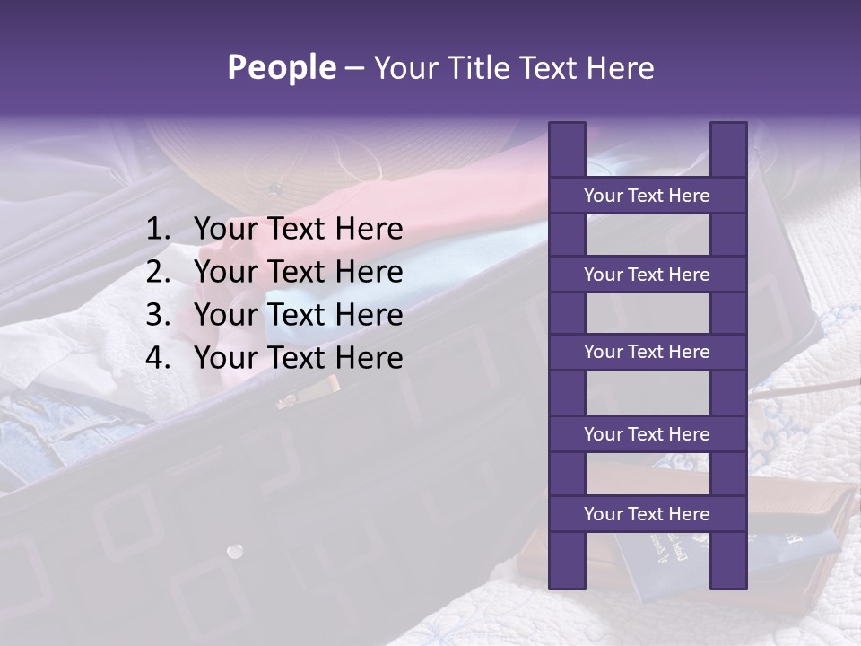 Modern Luggage Partially Packed With Colorful Summer Clothing. Us Passport Included In Composition. PowerPoint Template