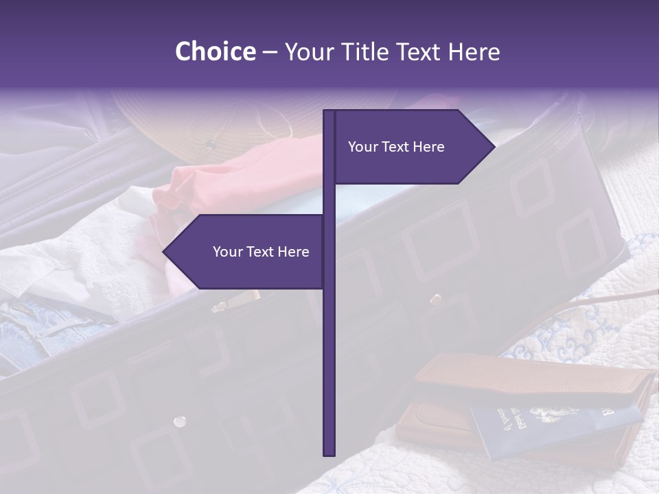 Modern Luggage Partially Packed With Colorful Summer Clothing. Us Passport Included In Composition. PowerPoint Template