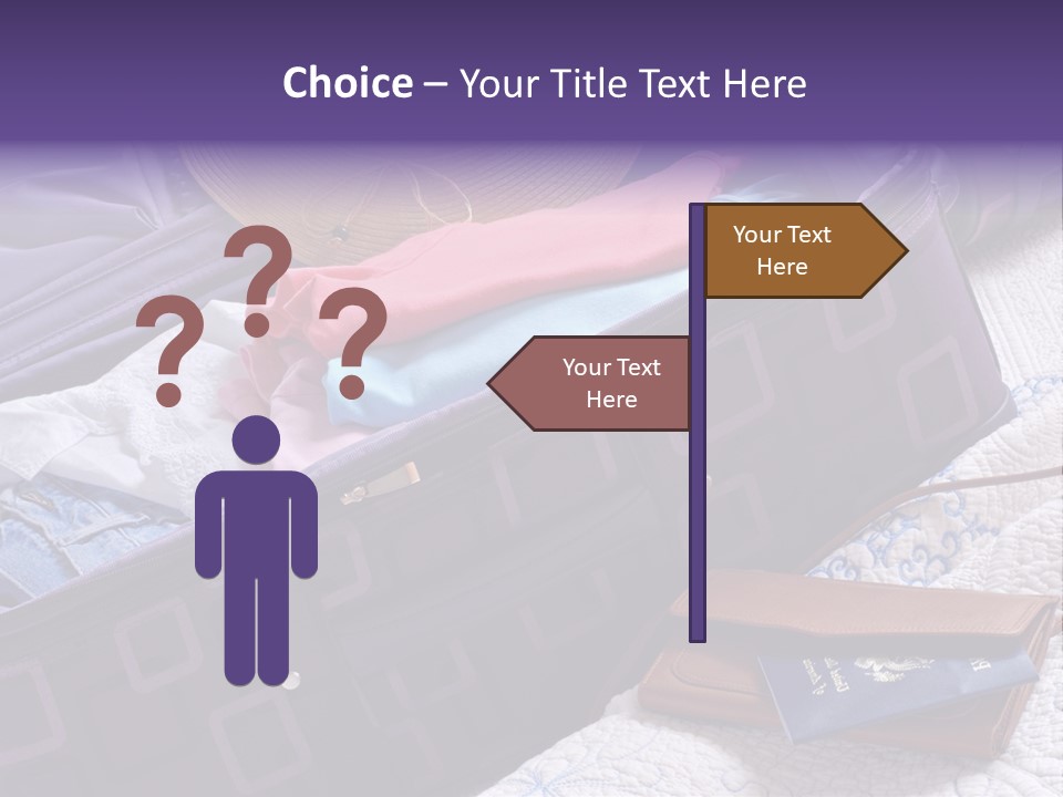 Modern Luggage Partially Packed With Colorful Summer Clothing. Us Passport Included In Composition. PowerPoint Template