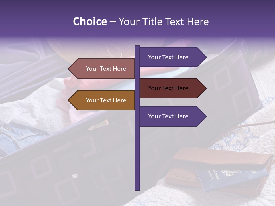 Modern Luggage Partially Packed With Colorful Summer Clothing. Us Passport Included In Composition. PowerPoint Template