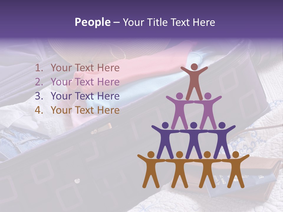 Modern Luggage Partially Packed With Colorful Summer Clothing. Us Passport Included In Composition. PowerPoint Template