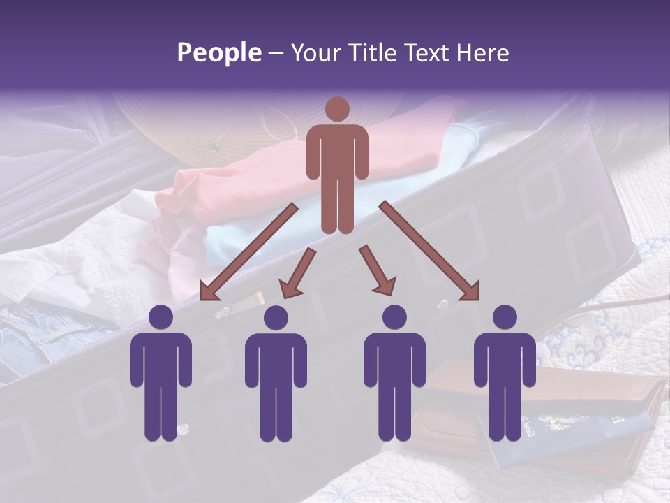 Modern Luggage Partially Packed With Colorful Summer Clothing. Us Passport Included In Composition. PowerPoint Template