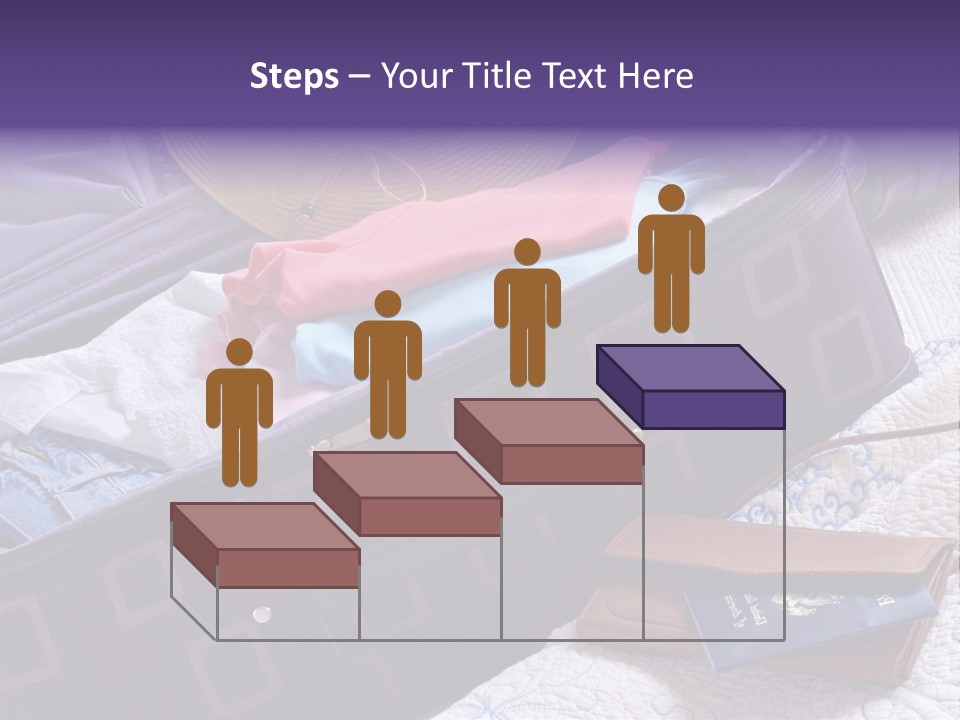 Modern Luggage Partially Packed With Colorful Summer Clothing. Us Passport Included In Composition. PowerPoint Template