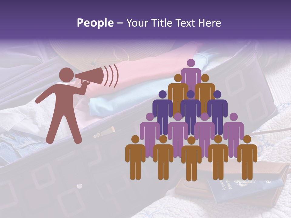 Modern Luggage Partially Packed With Colorful Summer Clothing. Us Passport Included In Composition. PowerPoint Template