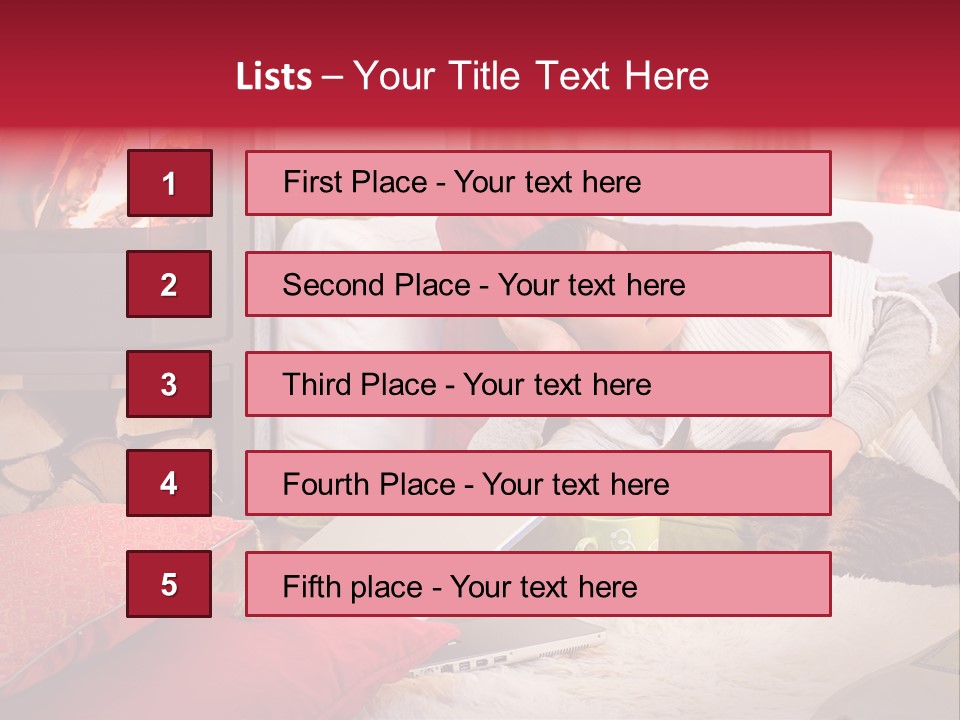 Woman With A Cat Relaxing Beside A Fireplace. PowerPoint Template