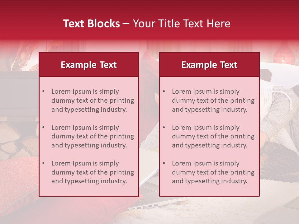 Woman With A Cat Relaxing Beside A Fireplace. PowerPoint Template